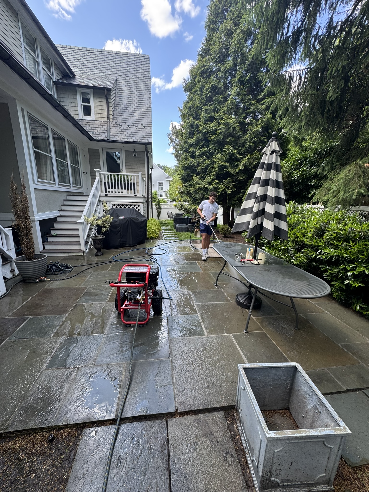 Stone patio after cleaning